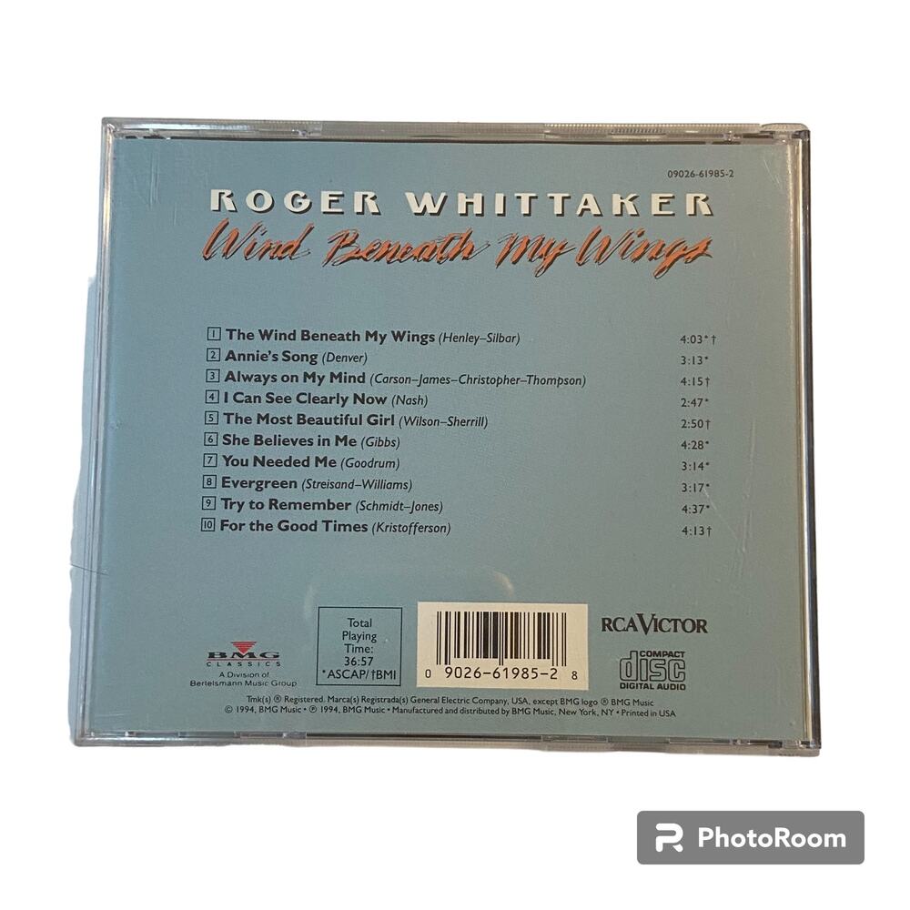 Vintage Wind Beneath My Wings by Roger Whittaker 1994 RCA Victor - Picture 4 of 5